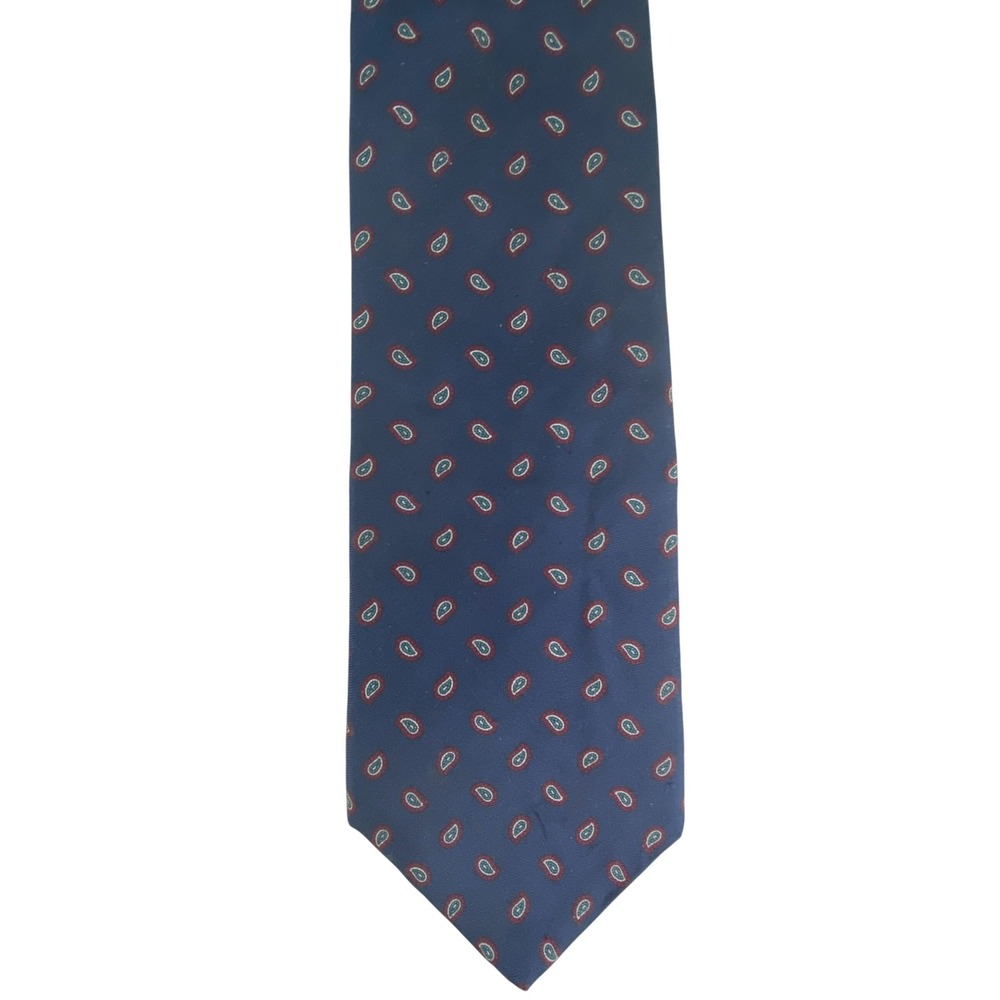 Bert Pulitzer Mens Tie Navy Blue Silk Foulard Paisley Collectors Edition 56.5X4